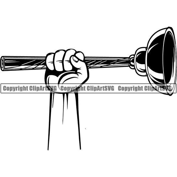 Plumbing Plumber Pipe Repair Service Plunger ClipArt SVG