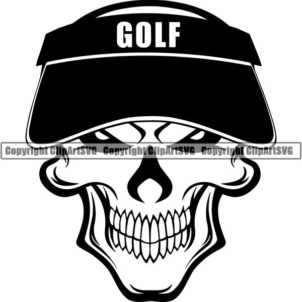 Sports Game Golf Hat Skull Skeleton Scary Evil Horror Halloween Death Dead ClipArt SVG