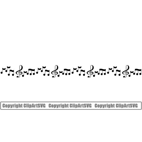 Music Design Element Frame Border Notes Scattered Line Straight ClipArt SVG