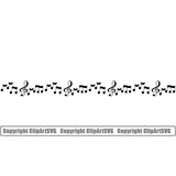 Music Design Element Frame Border Notes Scattered Line Straight ClipArt SVG