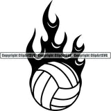 Sports Game Volleyball Flame ClipArt SVG