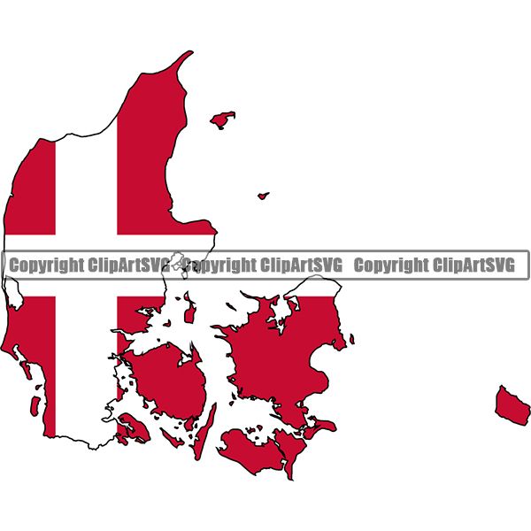 Country Flag Map Denmark ClipArt SVG