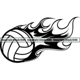 Sports Game Volleyball Fire ClipArt SVG