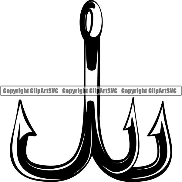Sports Game Fishing Hunting Fish Hunt 3 Prong Hook ClipArt SVG