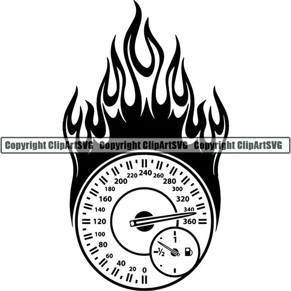 Sports Car Racing Fire ClipArt SVG