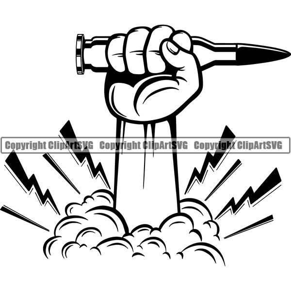 Military Weapon Gun Bullet Machine Gun AK-47 ClipArt SVG