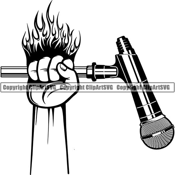 Microphone Mic Audio Music Record Broadcast Podcast Webinar Equipment Logo ClipArt SVG