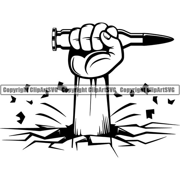 Military Weapon Gun Bullet Machine Gun AK-47 ClipArt SVG