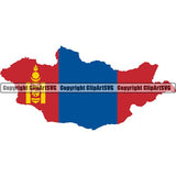Country Flag Map Mongolia ClipArt SVG