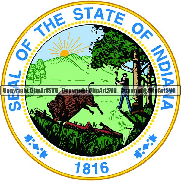 State Flag Seal Indiana ClipArt SVG