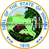 State Flag Seal Indiana ClipArt SVG