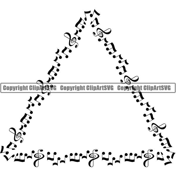 Music Design Element Frame Border Notes Scattered Triangle ClipArt SVG