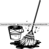 Maid Cleaning Service Housekeeping Housekeeper Mop Bucket ClipArt SVG