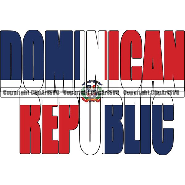 Country Flag Text Name Dominican Republic ClipArt SVG