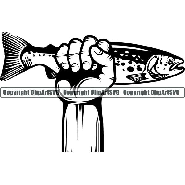 Sports Game Hunting Fishing Hunt Fish Trout Hand ClipArt SVG