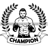 Sports Boxing Boxer MMA Fighter Logo ClipArt SVG