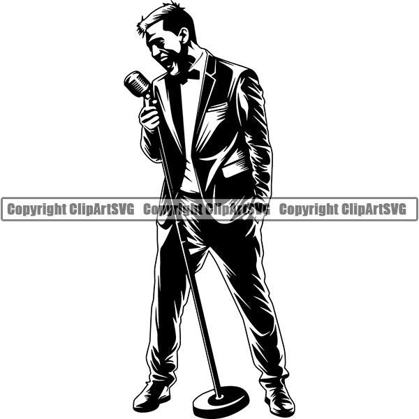 Sing Singing Singer Entertainment Party Music Night Club Nightclub ClipArt SVG
