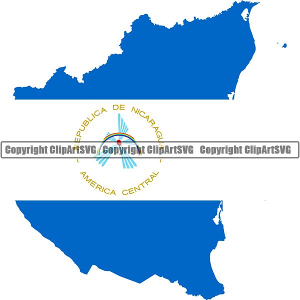 Country Flag Map Nicaragua ClipArt SVG