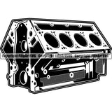 Mechanic Repair Shop Garage Engine Black 8 Cylinder ClipArt SVG