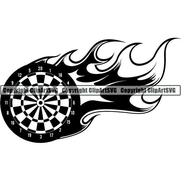 Sports Game Darts Board Flame ClipArt SVG