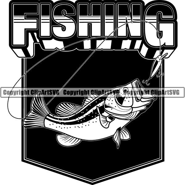 Sports Game Hunting Fishing Hunt Fish Logo ClipArt SVG