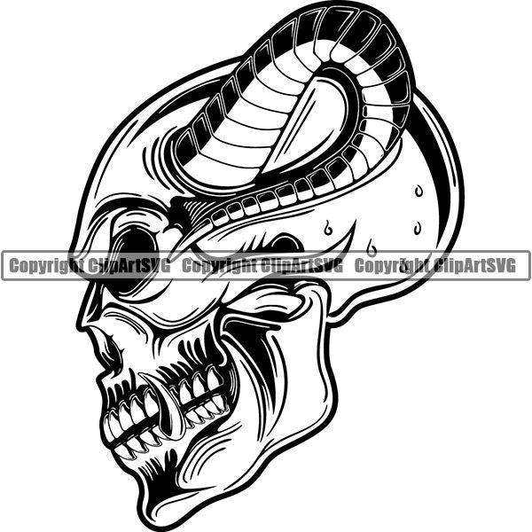 Skull Skeleton Tattoo Tat ClipArt SVG