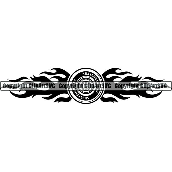 Sports Skateboarding Skateboard Flame ClipArt SVG
