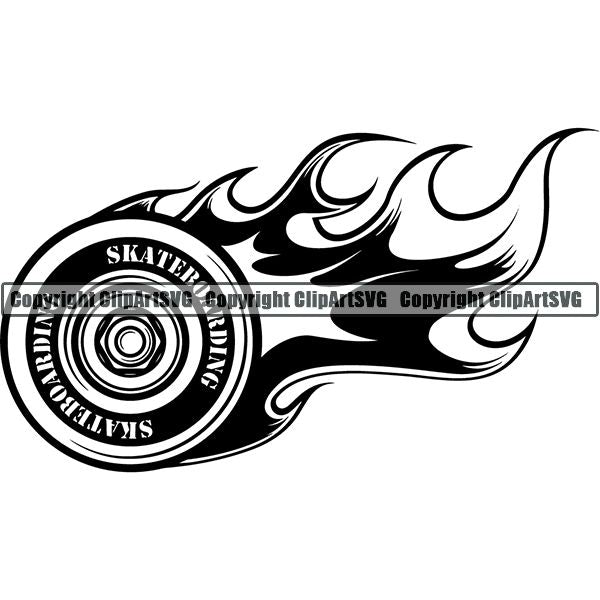 Sports Skateboarding Skateboard Flame ClipArt SVG
