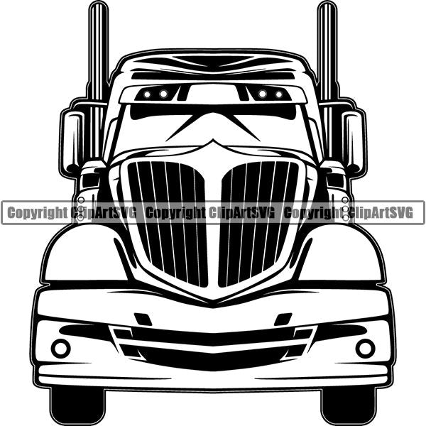 Truck Driver Trucking Trucker Driving Transportation Semi Tractor Trailer Logo ClipArt SVG