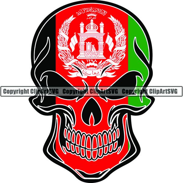 Country Flag Skull Afghanistan ClipArt SVG