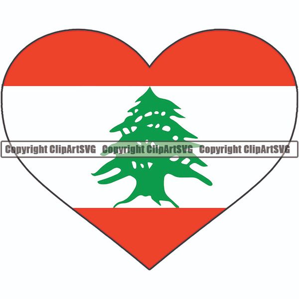 Country Flag Heart Lebanon ClipArt SVG