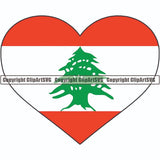 Country Flag Heart Lebanon ClipArt SVG