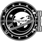 Astronaut Outer Space Shuttle Sci-Fi Science Fiction Space Shuttle Port Window ClipArt SVG