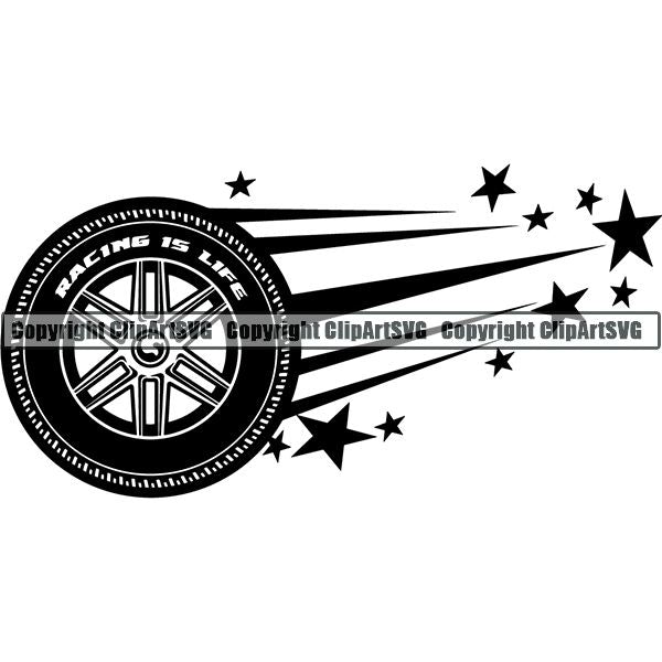 Sports Car Racing Tire Motion ClipArt SVG