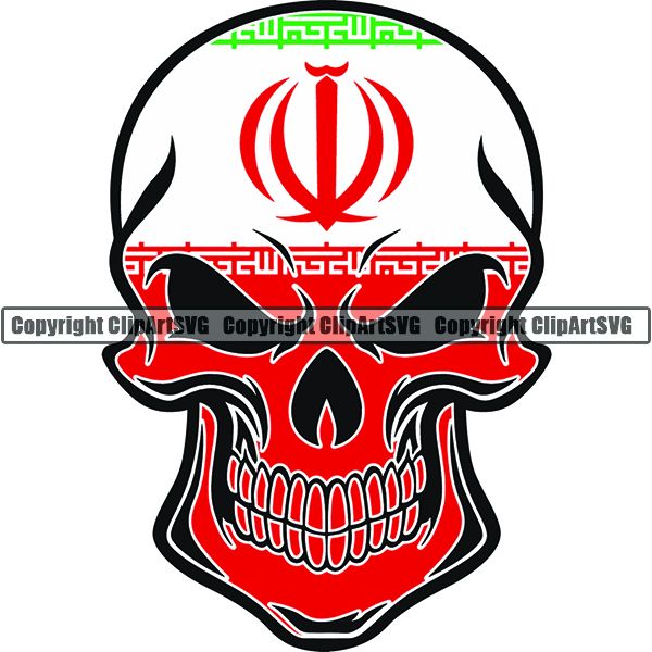 Country Flag Skull Iran ClipArt SVG