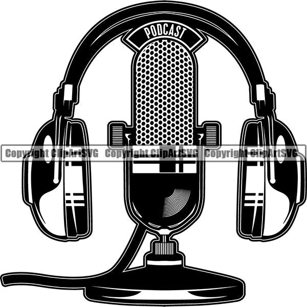 Microphone Mic Audio Music Record Broadcast Podcast Webinar Equipment ClipArt SVG