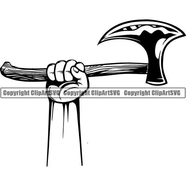 Viking Warrior Axe ClipArt SVG