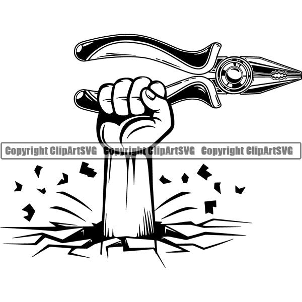 Mechanic Repair Shop Garage Pliers ClipArt SVG