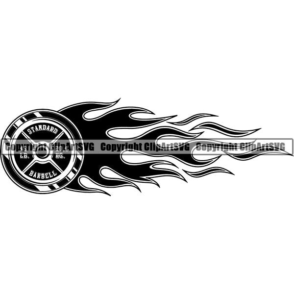 Gym Sports Bodybuilding Fitness Muscle Fire ClipArt SVG