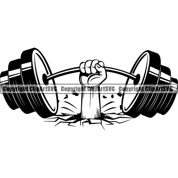 Gym Sports Bodybuilding Fitness Muscle Barbell Curved ClipArt SVG