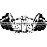 Gym Sports Bodybuilding Fitness Muscle Barbell Curved ClipArt SVG