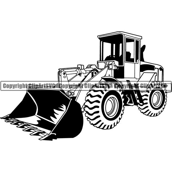 Construction Building Repair Service Bulldozer Front Loader ClipArt SVG