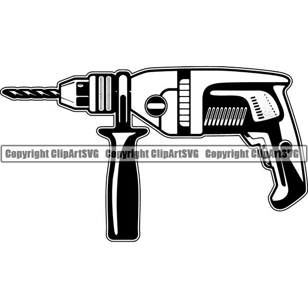 Construction Building Repair Service Drill Impact ClipArt SVG