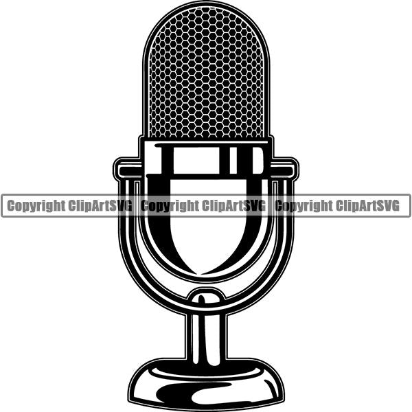 Microphone Mic Audio Music Record Broadcast Podcast Webinar Equipment ClipArt SVG