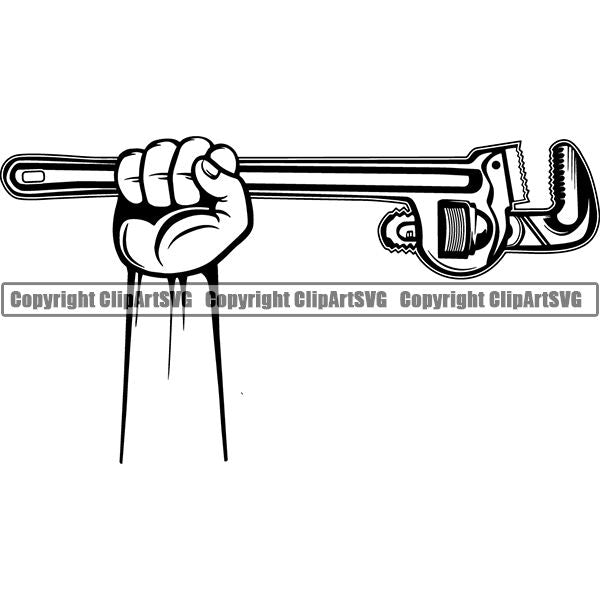 Plumbing Plumber Pipe Repair Service Wrench ClipArt SVG