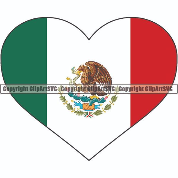 Country Flag Heart Mexico ClipArt SVG