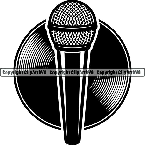 Microphone Mic Audio Music Record Broadcast Podcast Webinar Equipment Logo ClipArt SVG