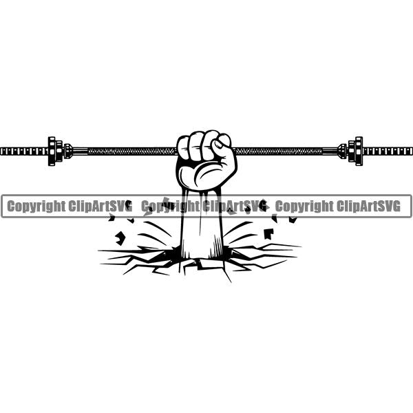 Gym Sports Bodybuilding Fitness Muscle Weight Bar ClipArt SVG