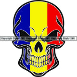 Country Flag Skull Romania ClipArt SVG