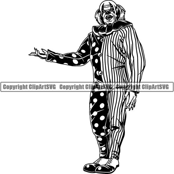 Evil Scary Clown ClipArt SVG